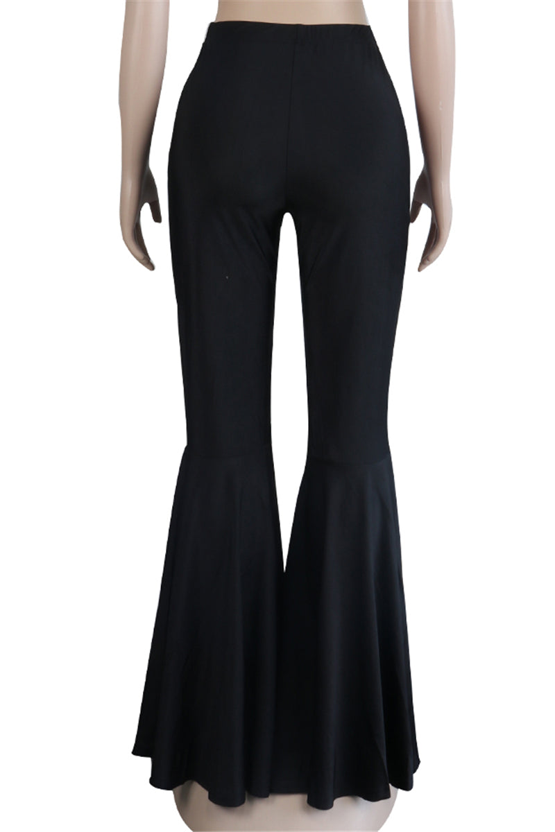Solid color new stylish stretch slim flare pants