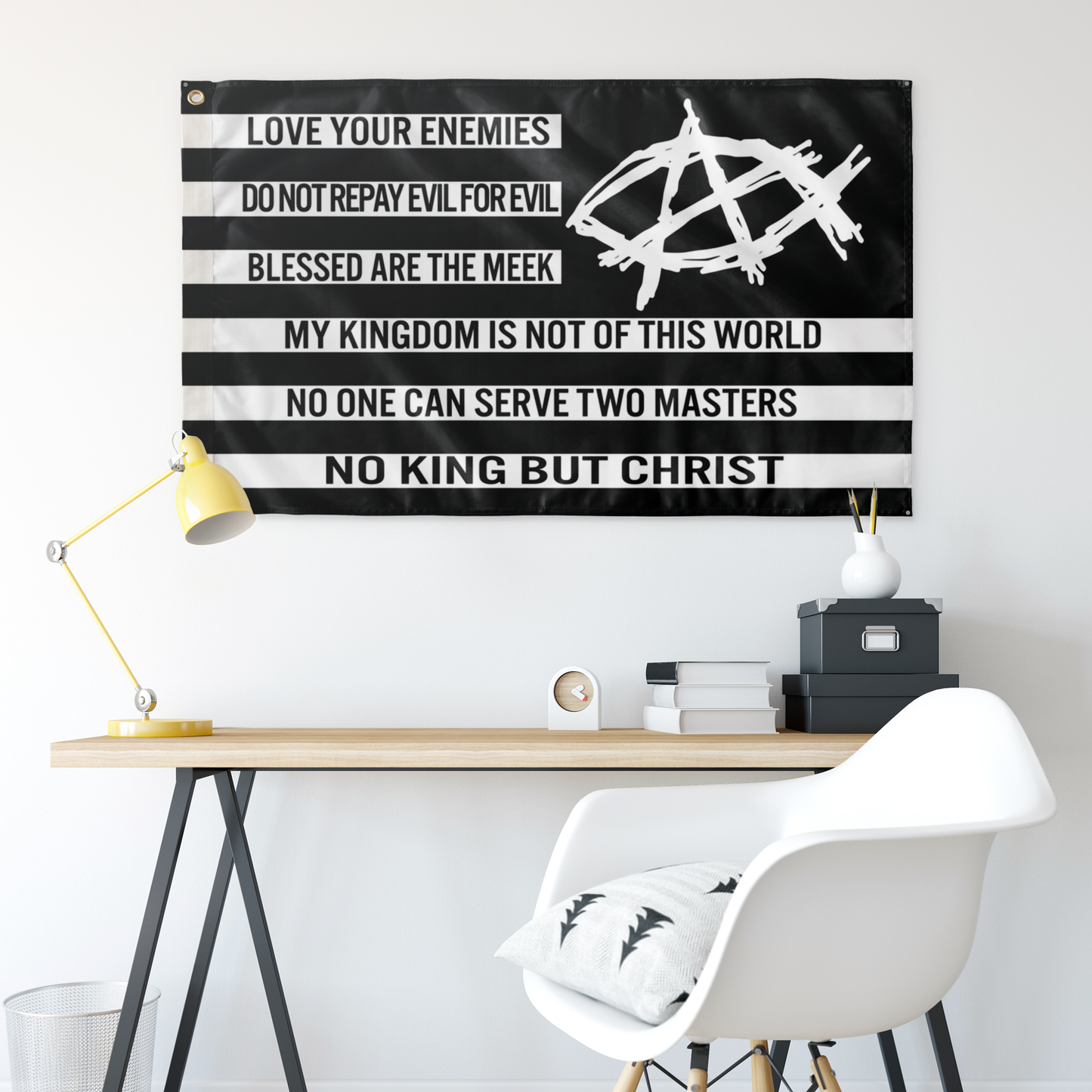 AnarchoChristian - No King But Christ Single-Sided Flag