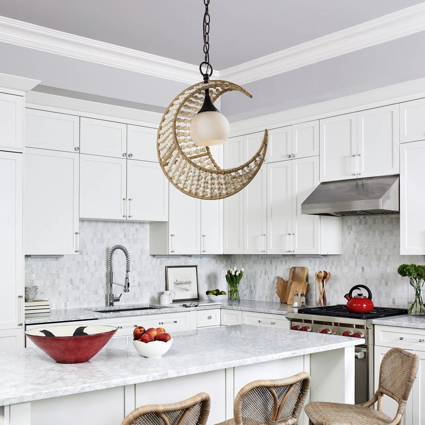 1-Light Farmhouse Boho Island Pendant Lighting