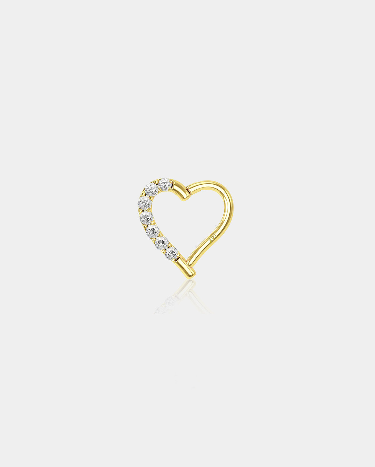 14K Gold CZ Heart Shaped Daith Earring