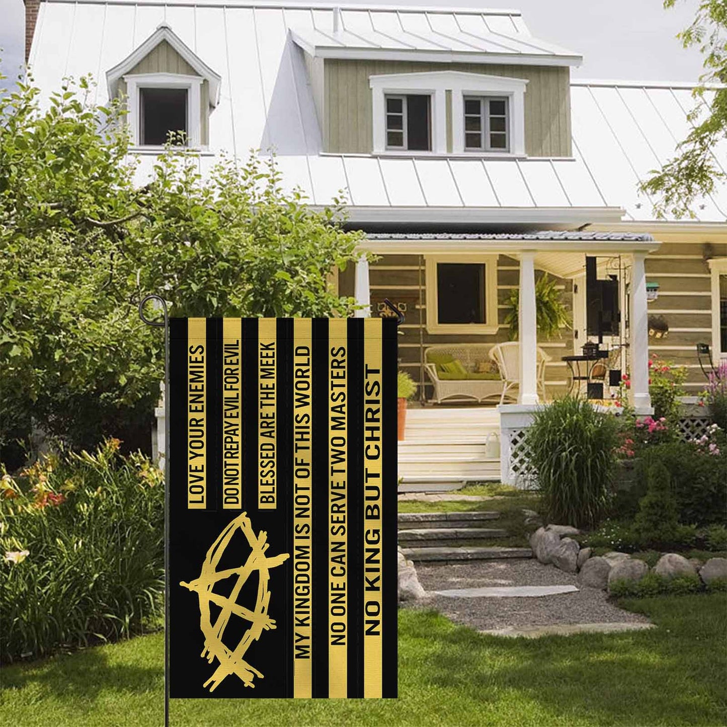 AnarchoChristian - No King But Christ Double-Sided Flag