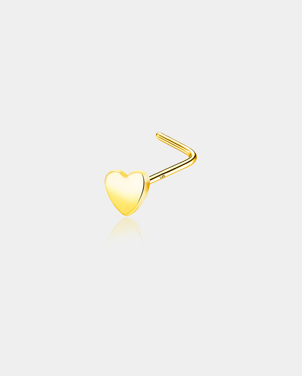 14K Gold Heart L-Shape Nose Stud