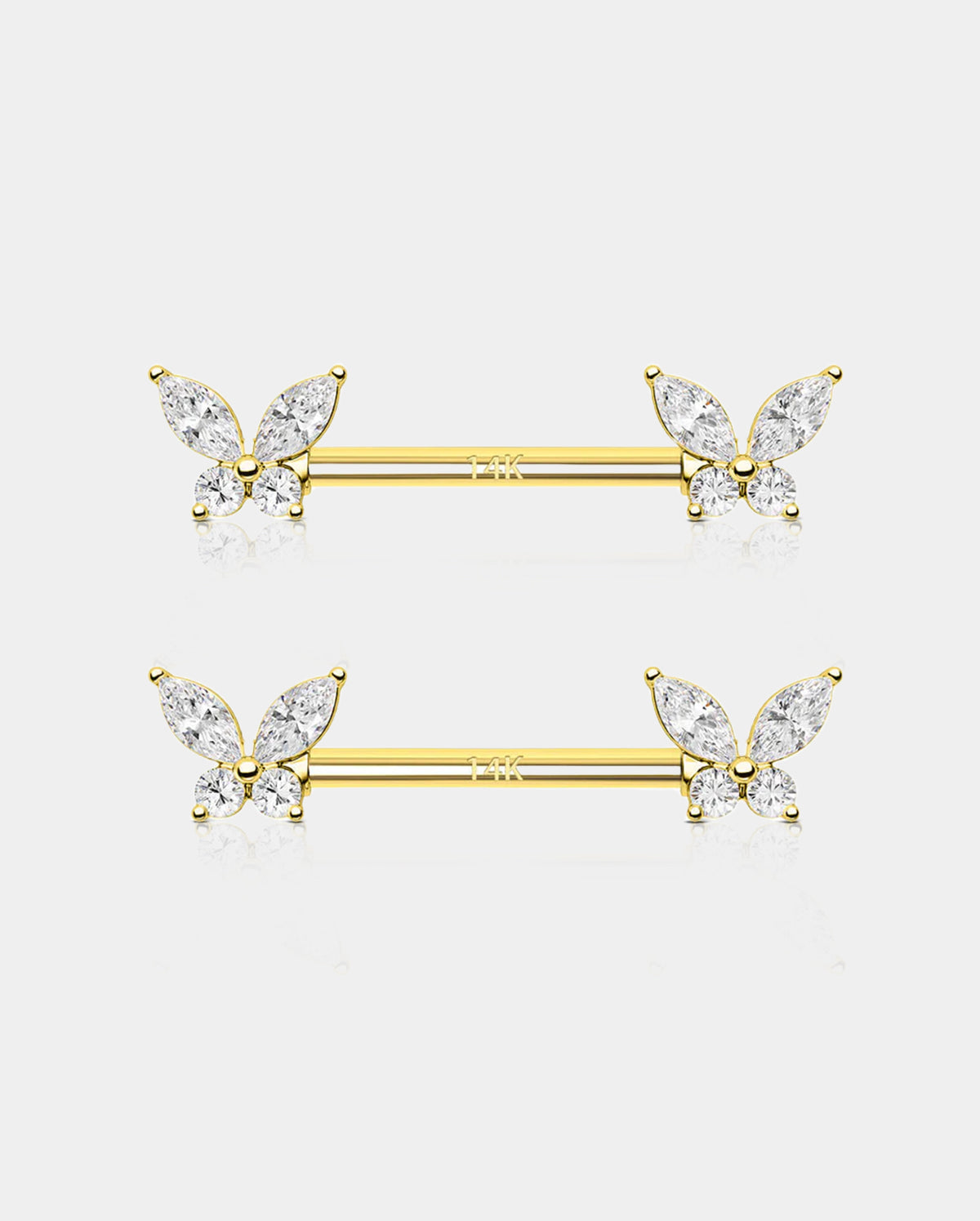 14K Gold Butterfly Nipple Ring