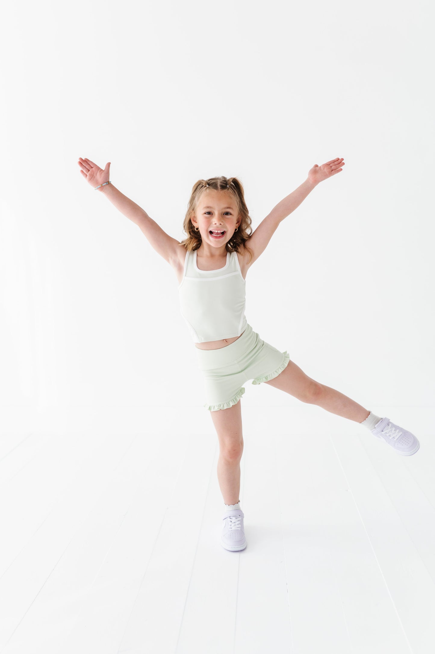 Hint of Mint | Ribbed Ruffle Yoga Shorts