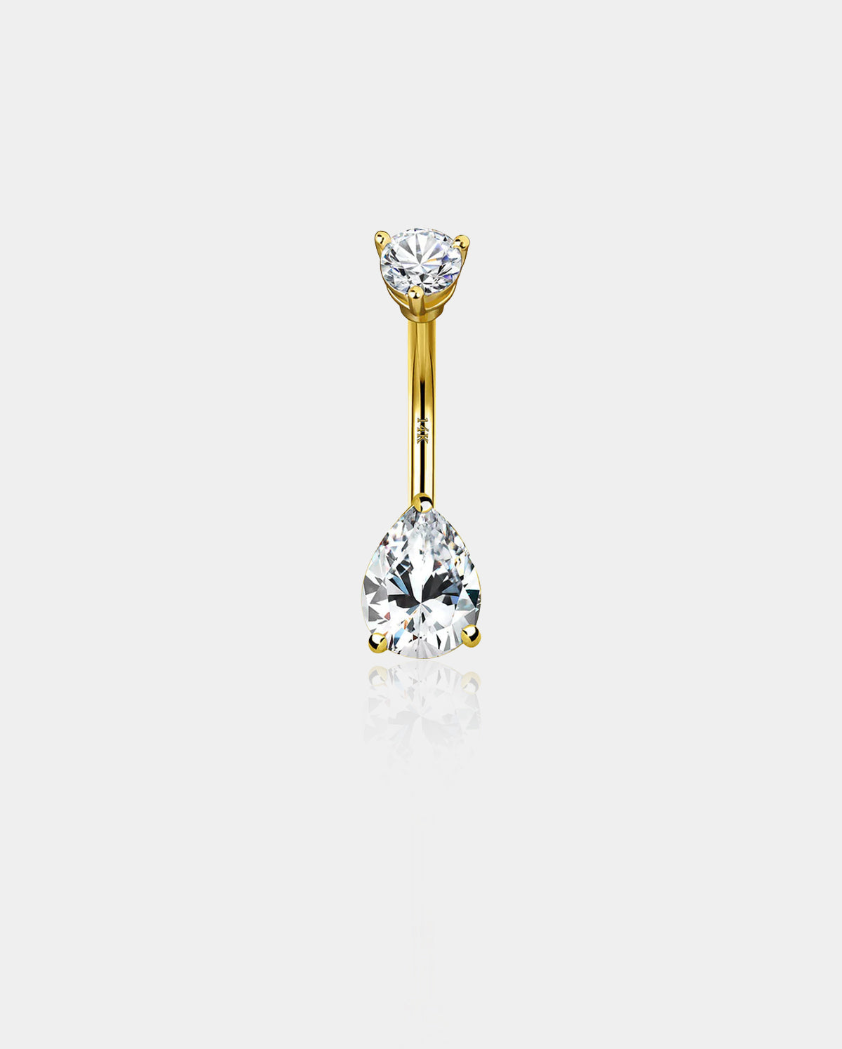 14K Gold Teardrop CZ Belly Rings
