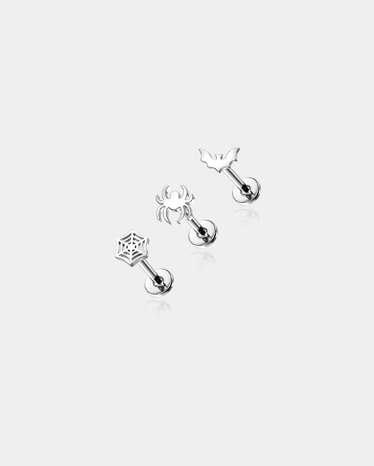 3PCS Bat Spider Internally Threaded Helix Studs