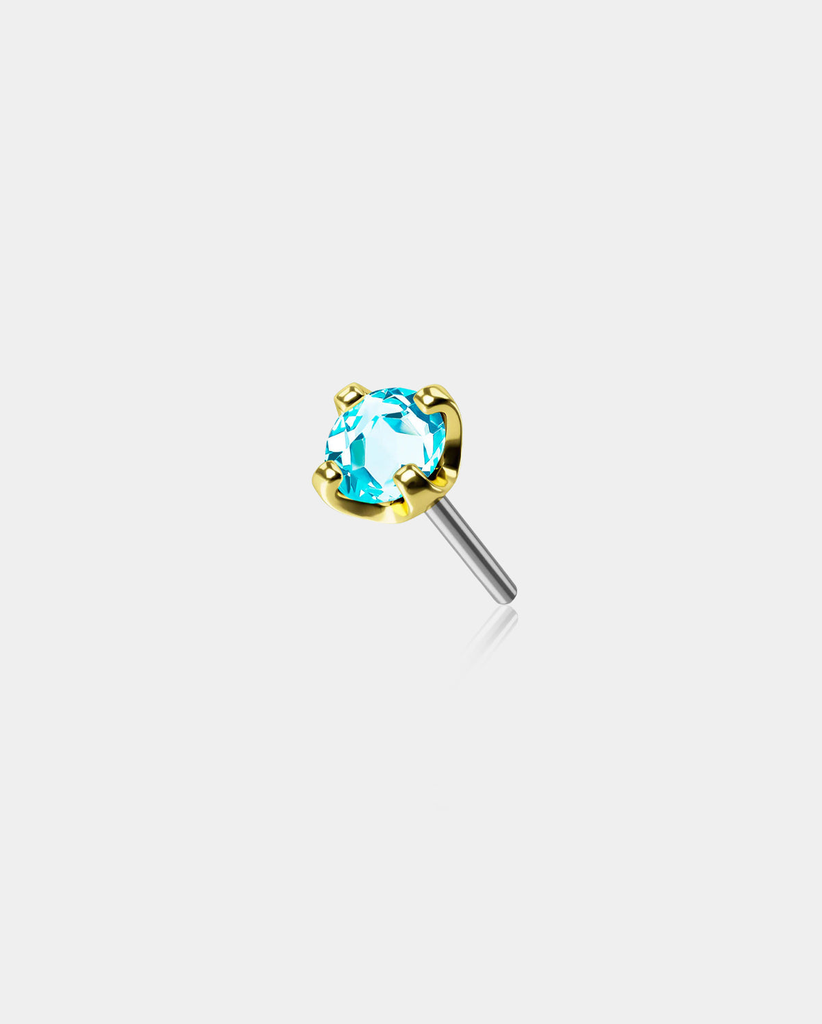 14K Gold Colorful CZ Threadless Nose Stud