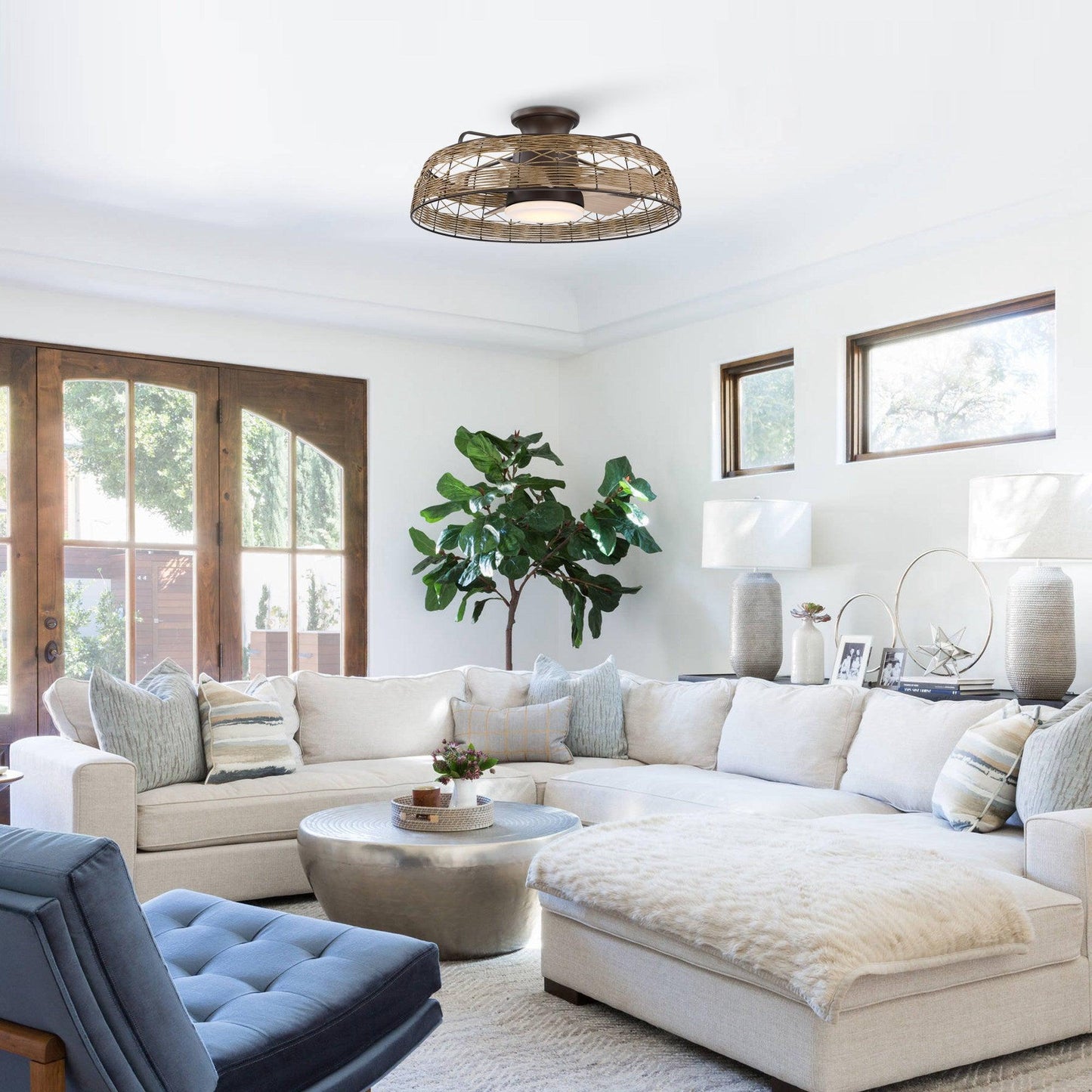 27" Farmhouse Reversible Flush Mount Ceiling Fan