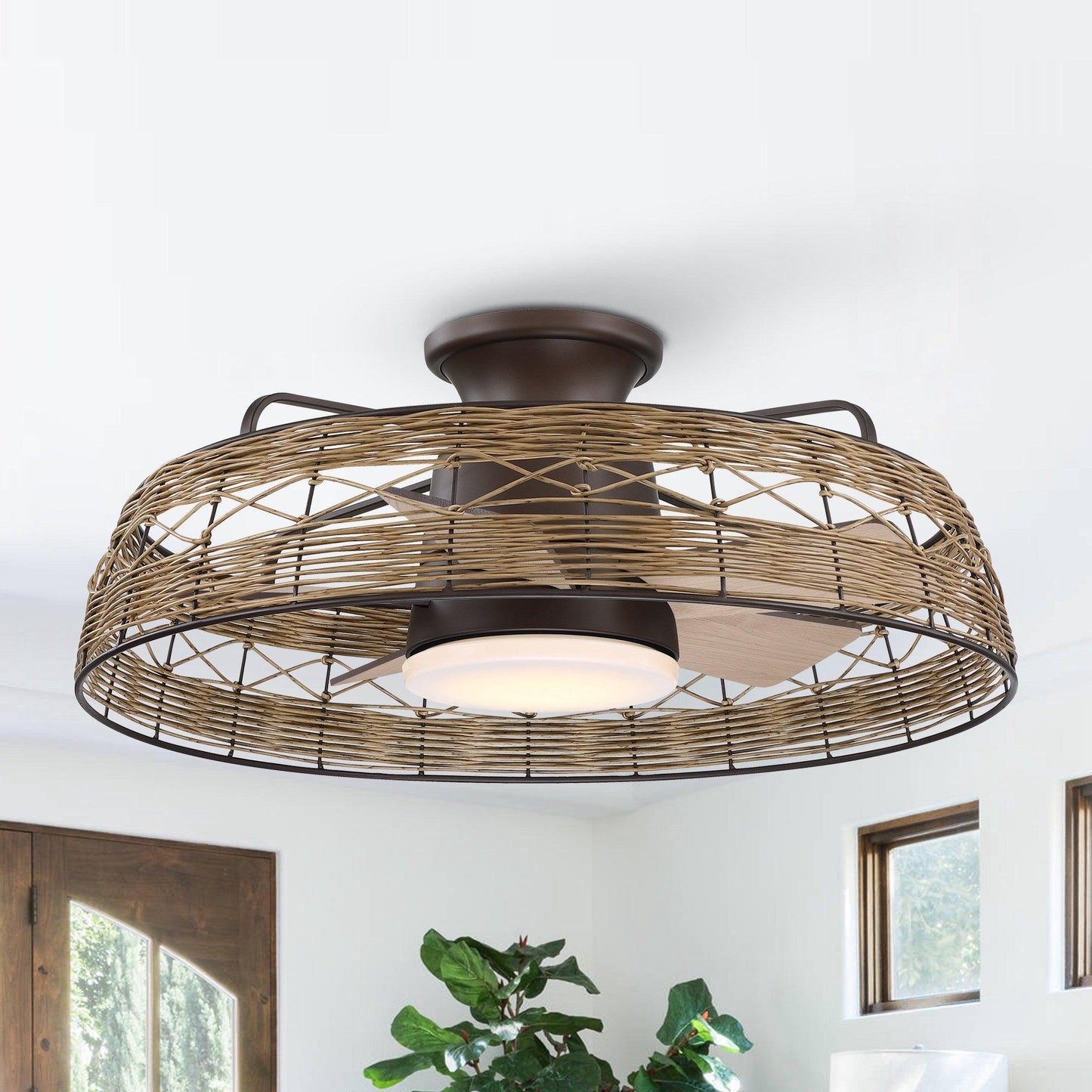 27" Farmhouse Reversible Flush Mount Ceiling Fan