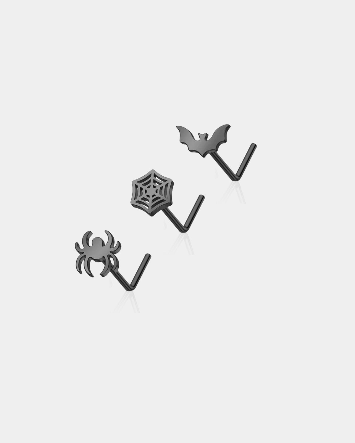 3PCS Spider and Bat Nose Stud Set