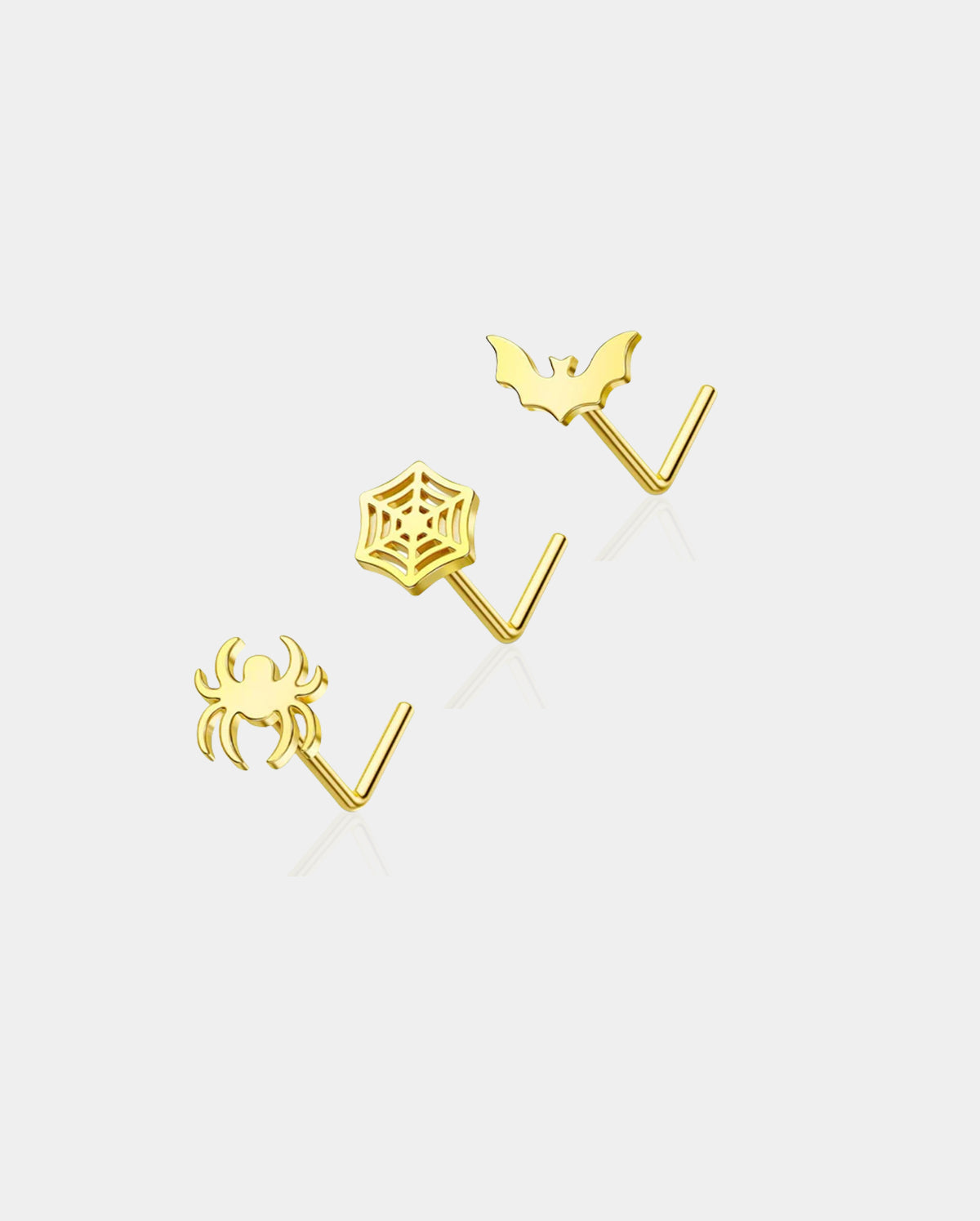 3PCS Spider and Bat Nose Stud Set