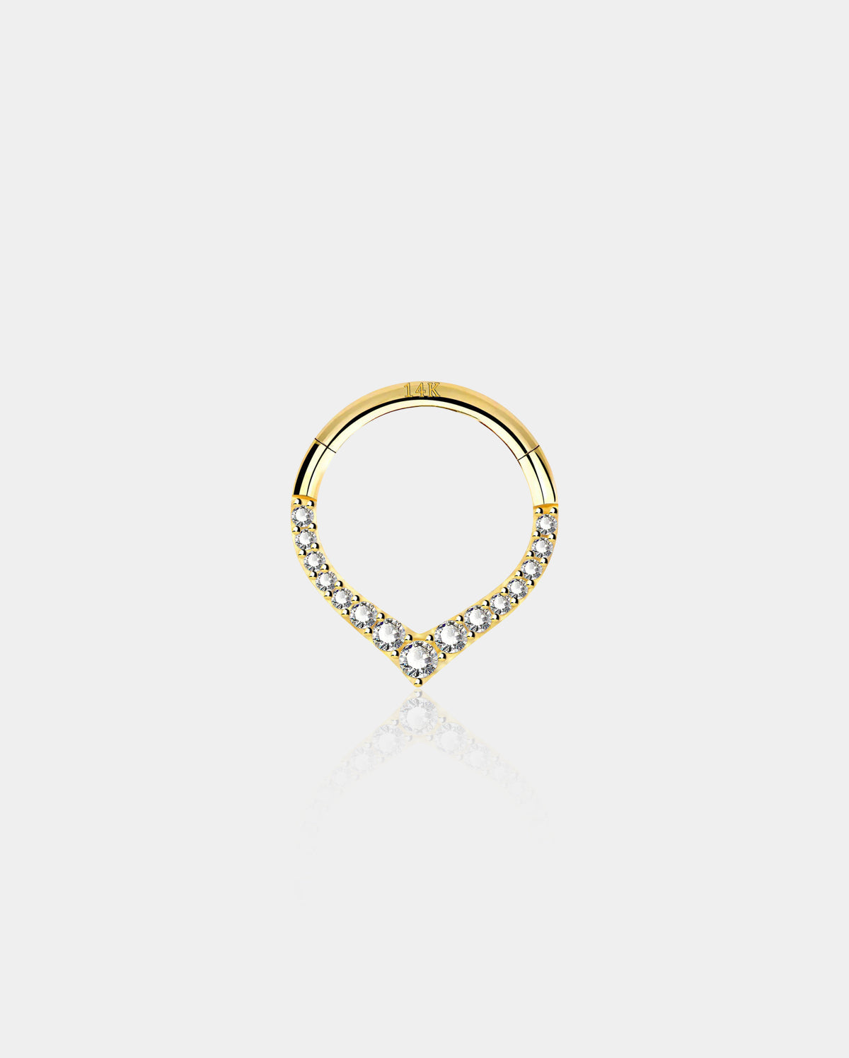 14K Gold CZ V-Shape Segment Septum Ring