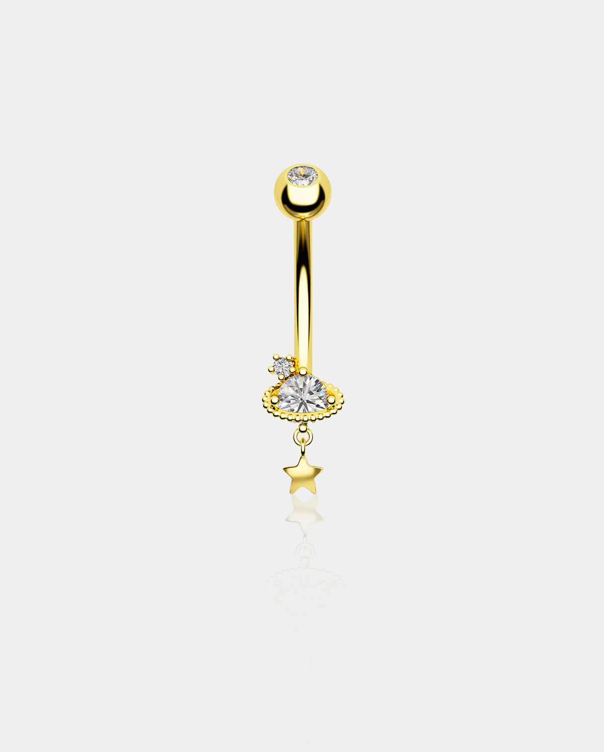 14K Gold Celestial Saturn Belly Ring