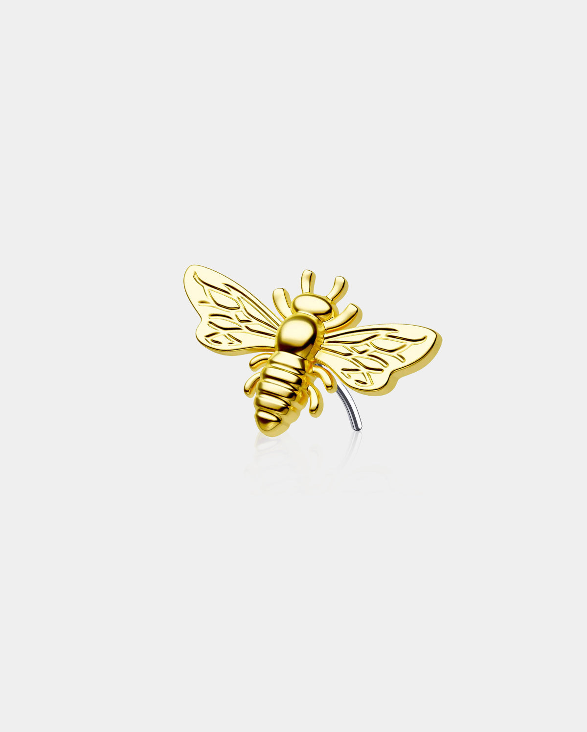 14K Gold Flying Bee Threadless Nose Stud