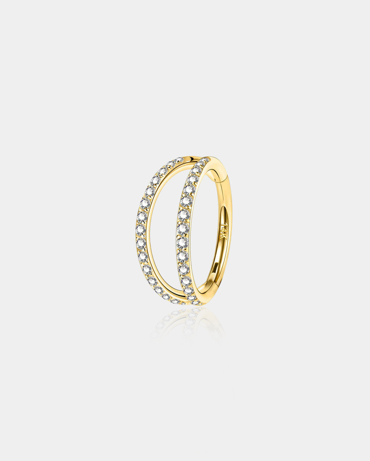 20G 14K Gold Double Row CZ Segment Nose Hoop