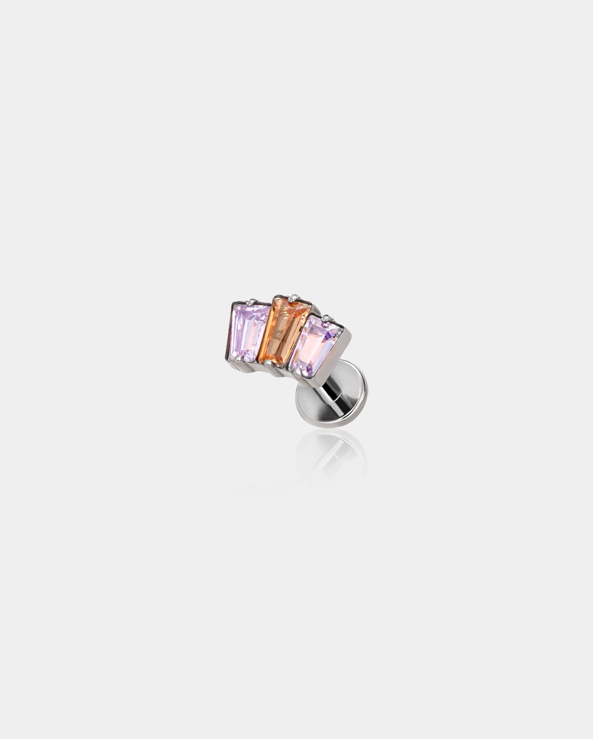 Triple Rectangle Titanium Flat Back Stud