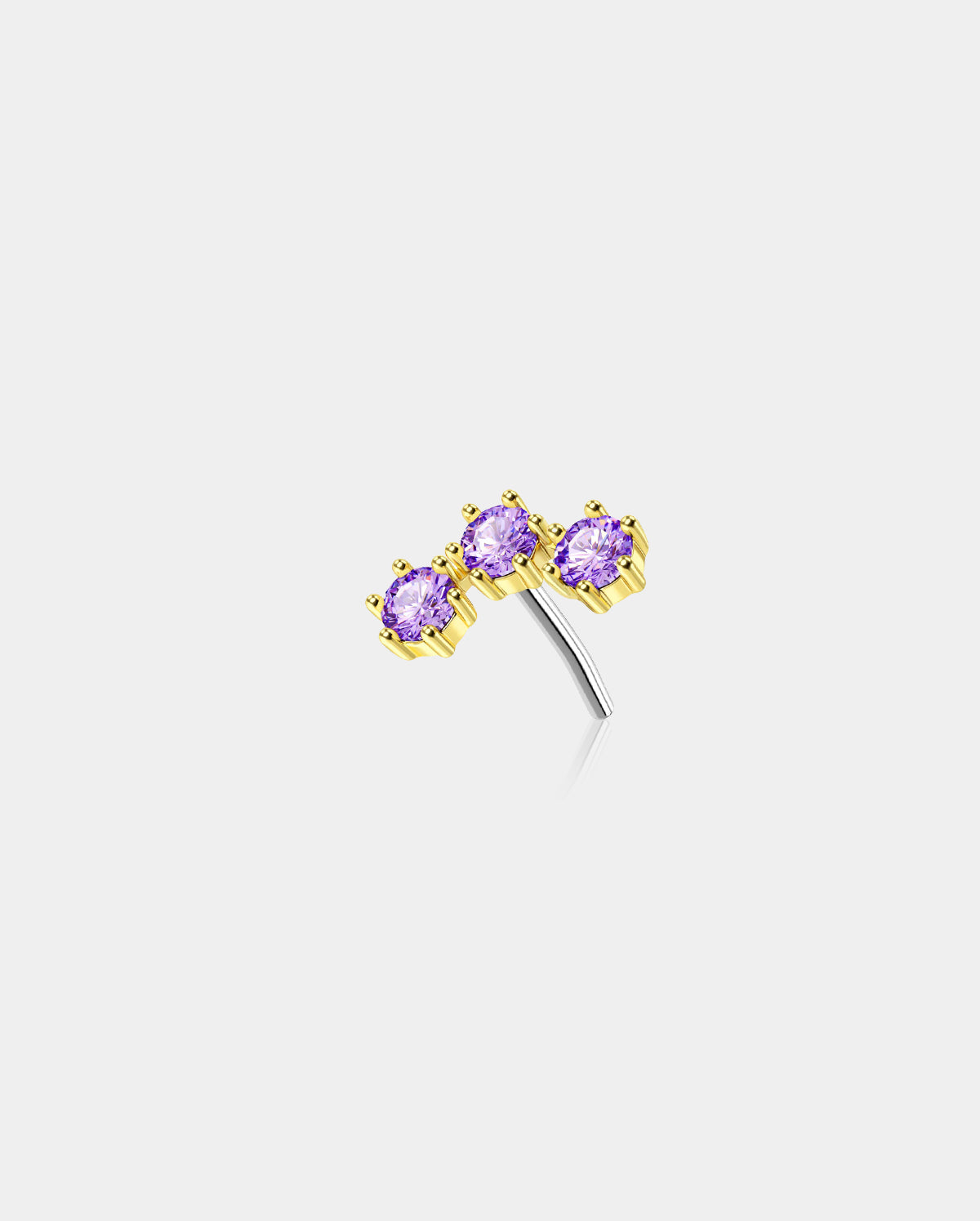 14K Gold Triple CZ Threadless Helix Earring