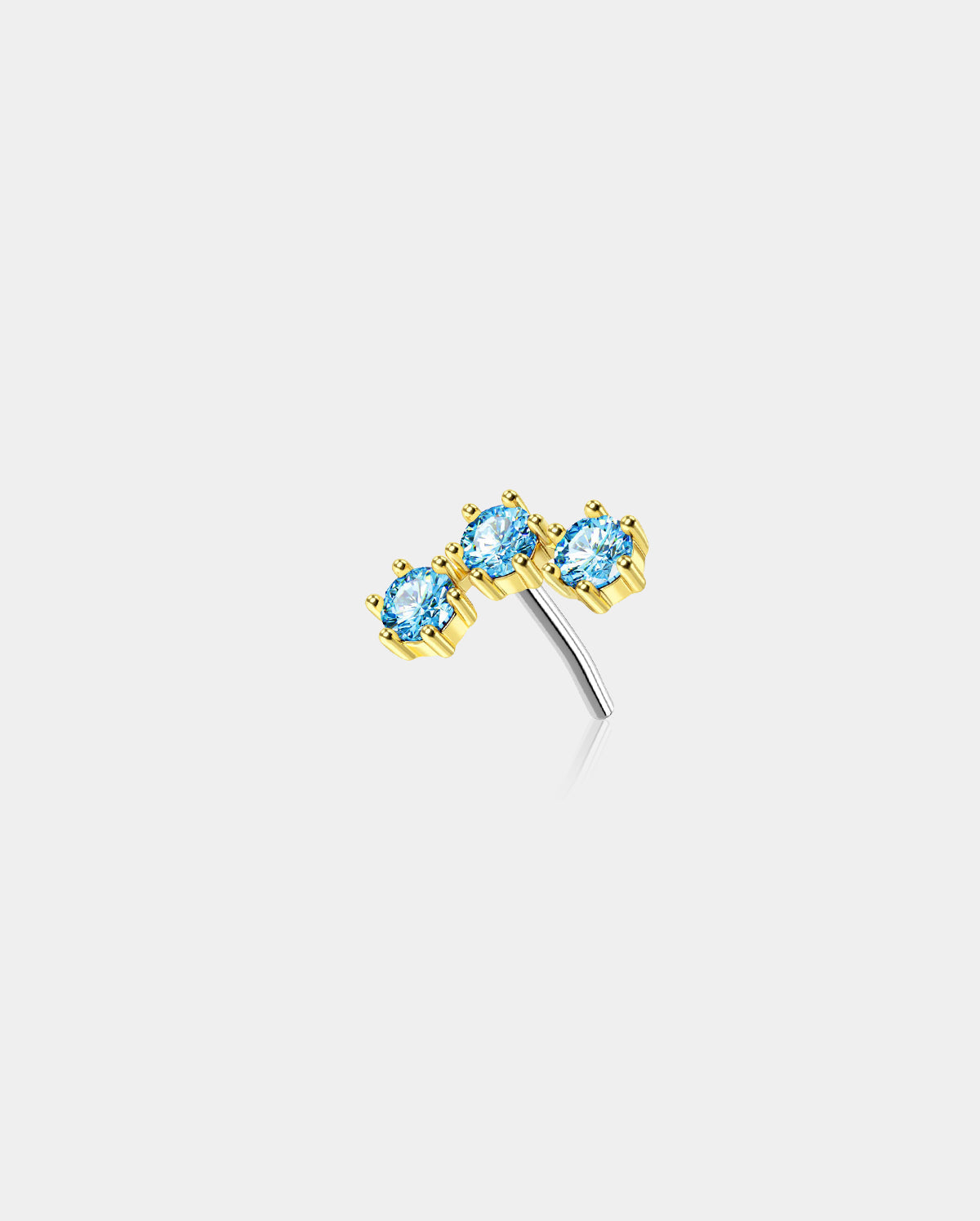 14K Gold Triple CZ Threadless Helix Earring