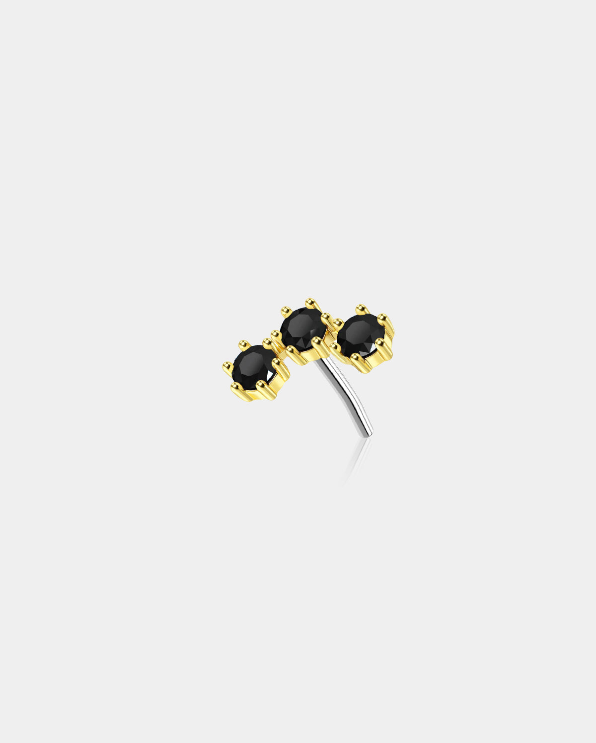 14K Gold Triple CZ Threadless Helix Earring