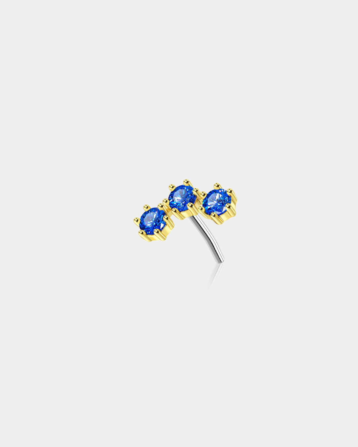 14K Gold Triple CZ Threadless Helix Earring