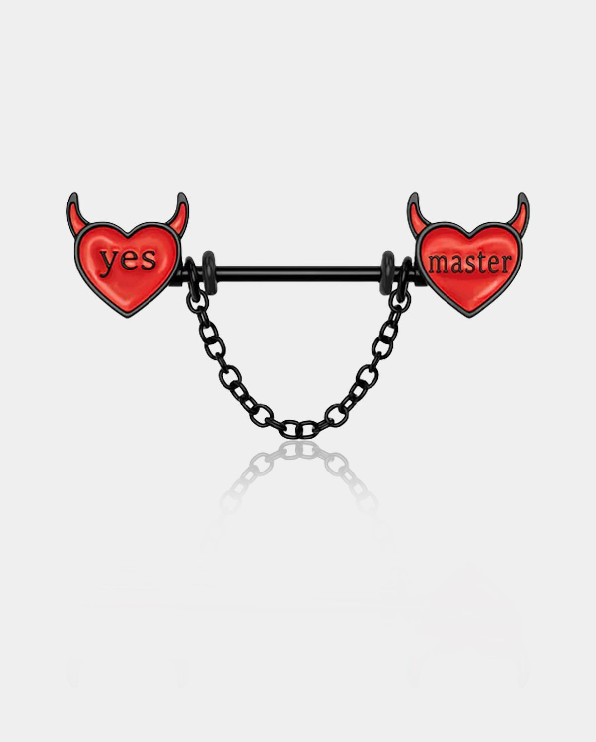 2PCS Red Little Evil Chain Nipple Barbell Rings