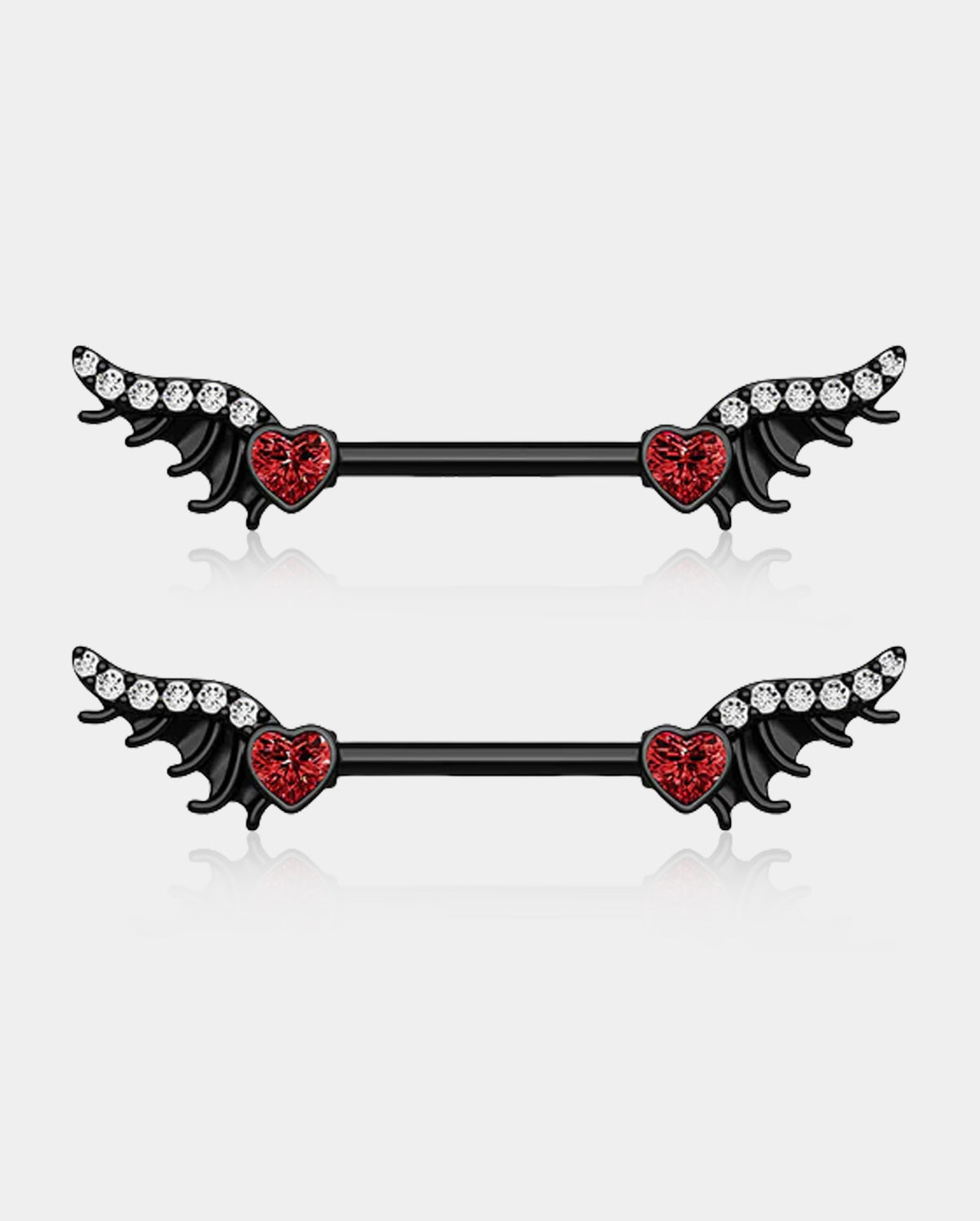 2PCS Red Gems Spiky Wings Nipple Barbell