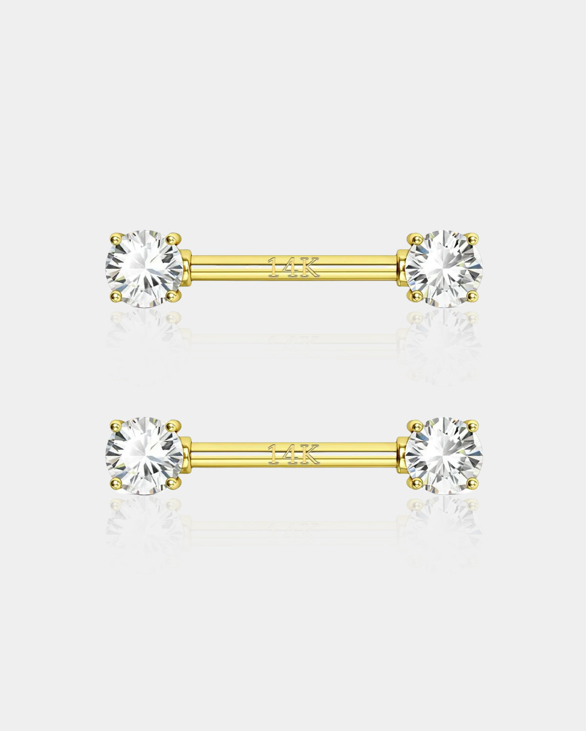 14K Gold Round CZ Nipple Ring