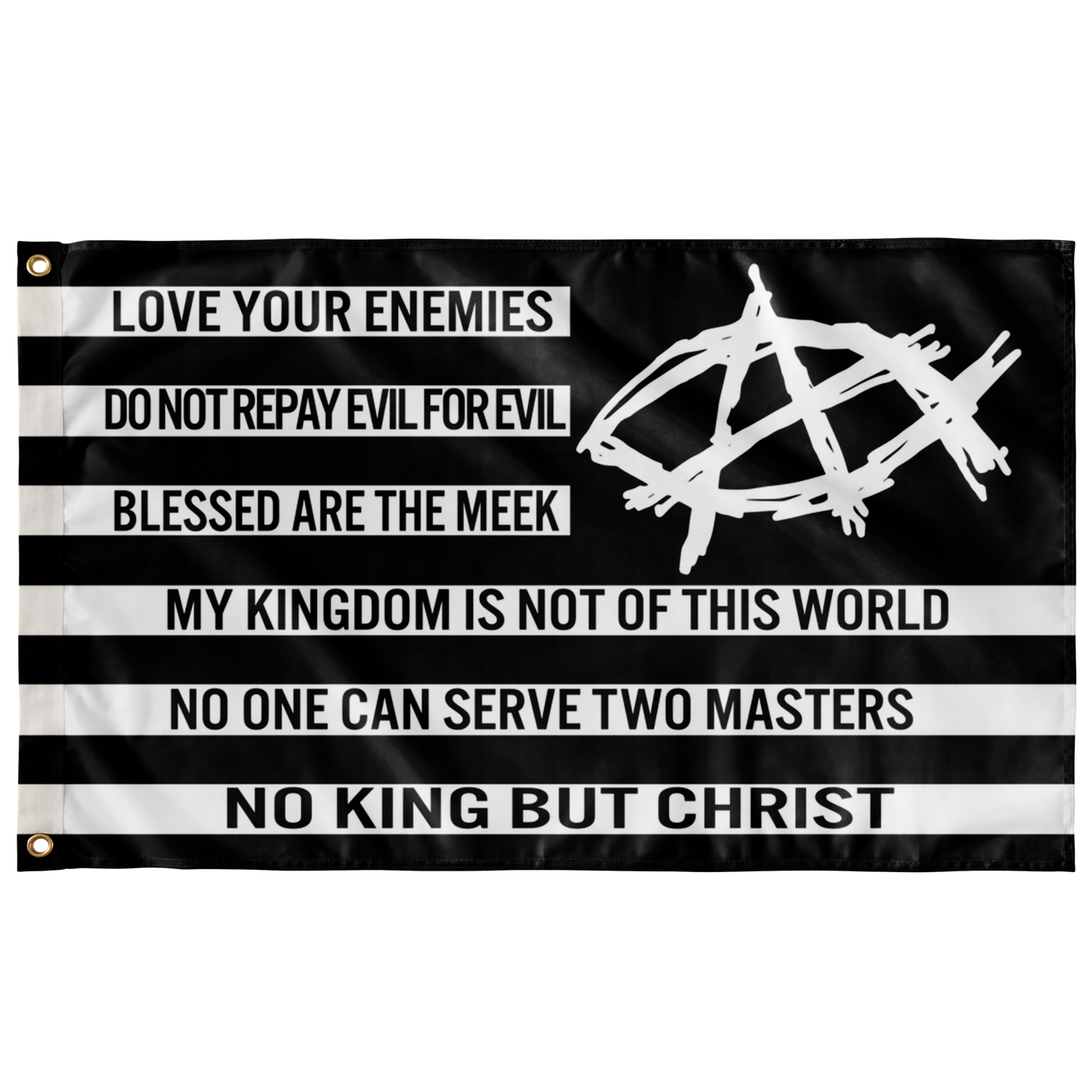 AnarchoChristian - No King But Christ Single-Sided Flag