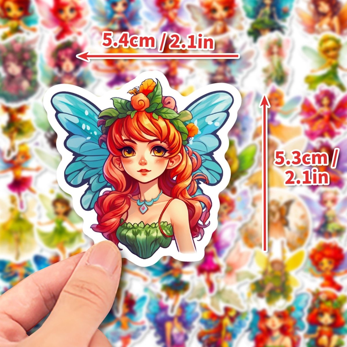 50 Fairy Vinyl Stickers – Waterproof, UV-Proof, No-Duplicate Set