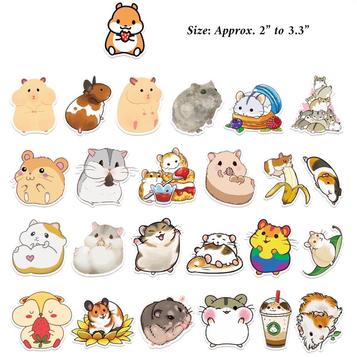 50 Hamster Vinyl Stickers – Waterproof Cute Decals for Decor