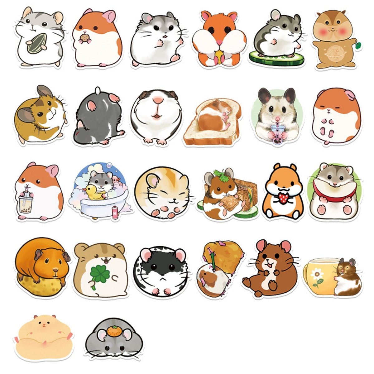 50 Hamster Vinyl Stickers – Waterproof Cute Decals for Decor