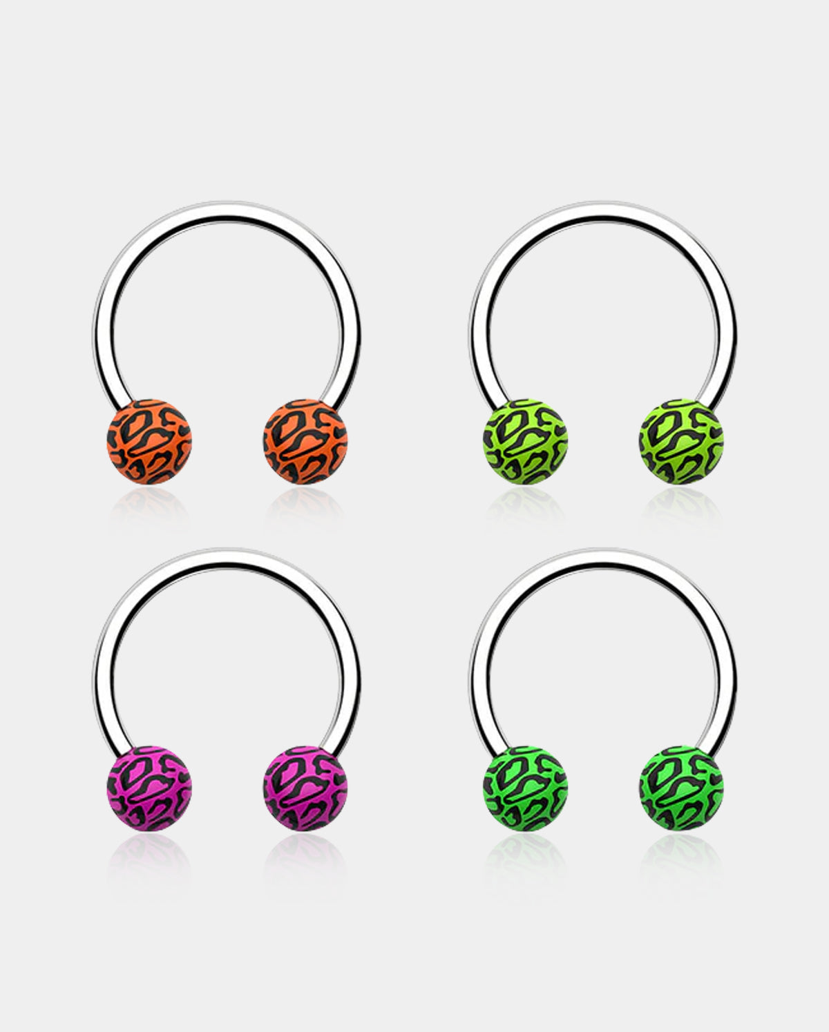 4PCS Leopard Print Horseshoe Septum Ring