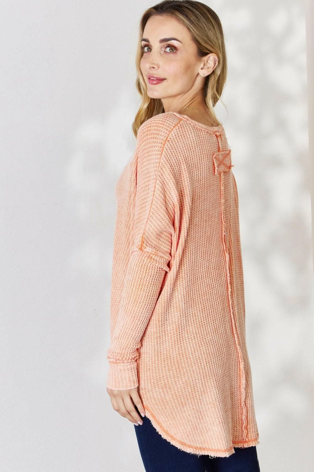 Chic oversized waffle top by Zenana