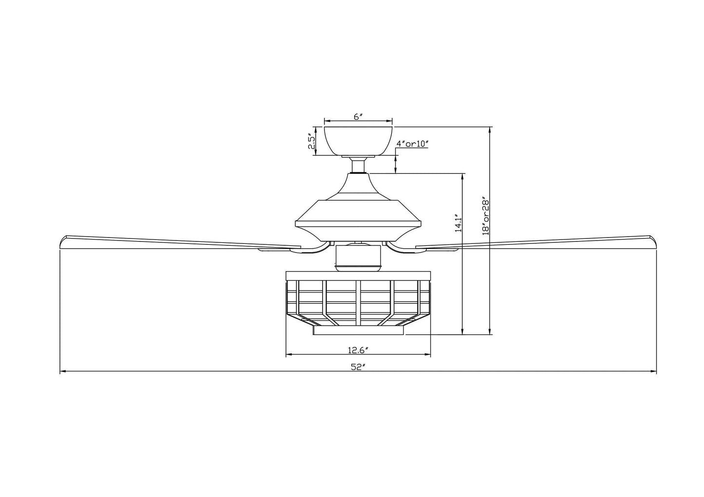 52" Paquette Industrial Downrod Mount Reversible Ceiling Fan with Lighting and Remote Control