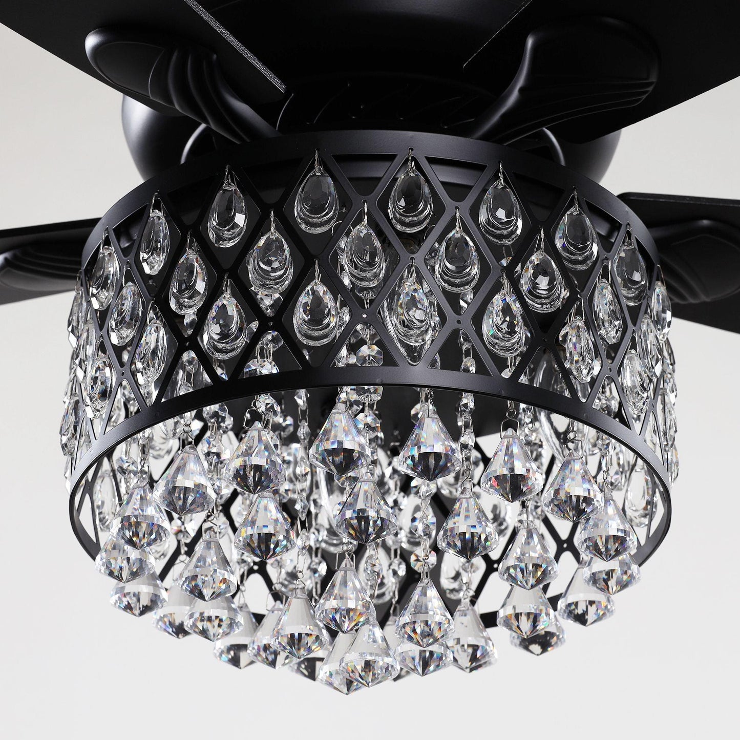 52" Wethington Modern Downrod Mount Reversible Crystal Ceiling Fan with Lighting and Remote Control