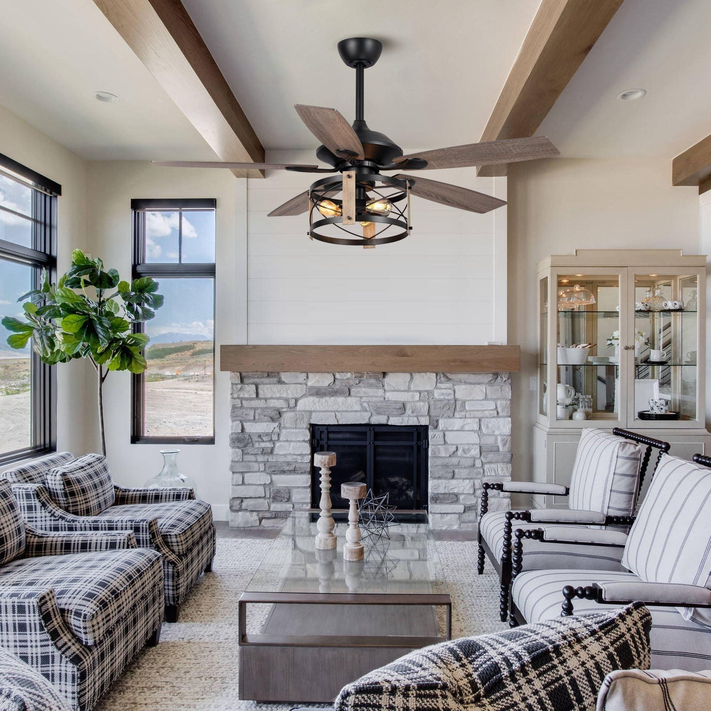 52" Wisner Industrial Downrod Mount Reversible Ceiling Fan with Lighting and Remote Control