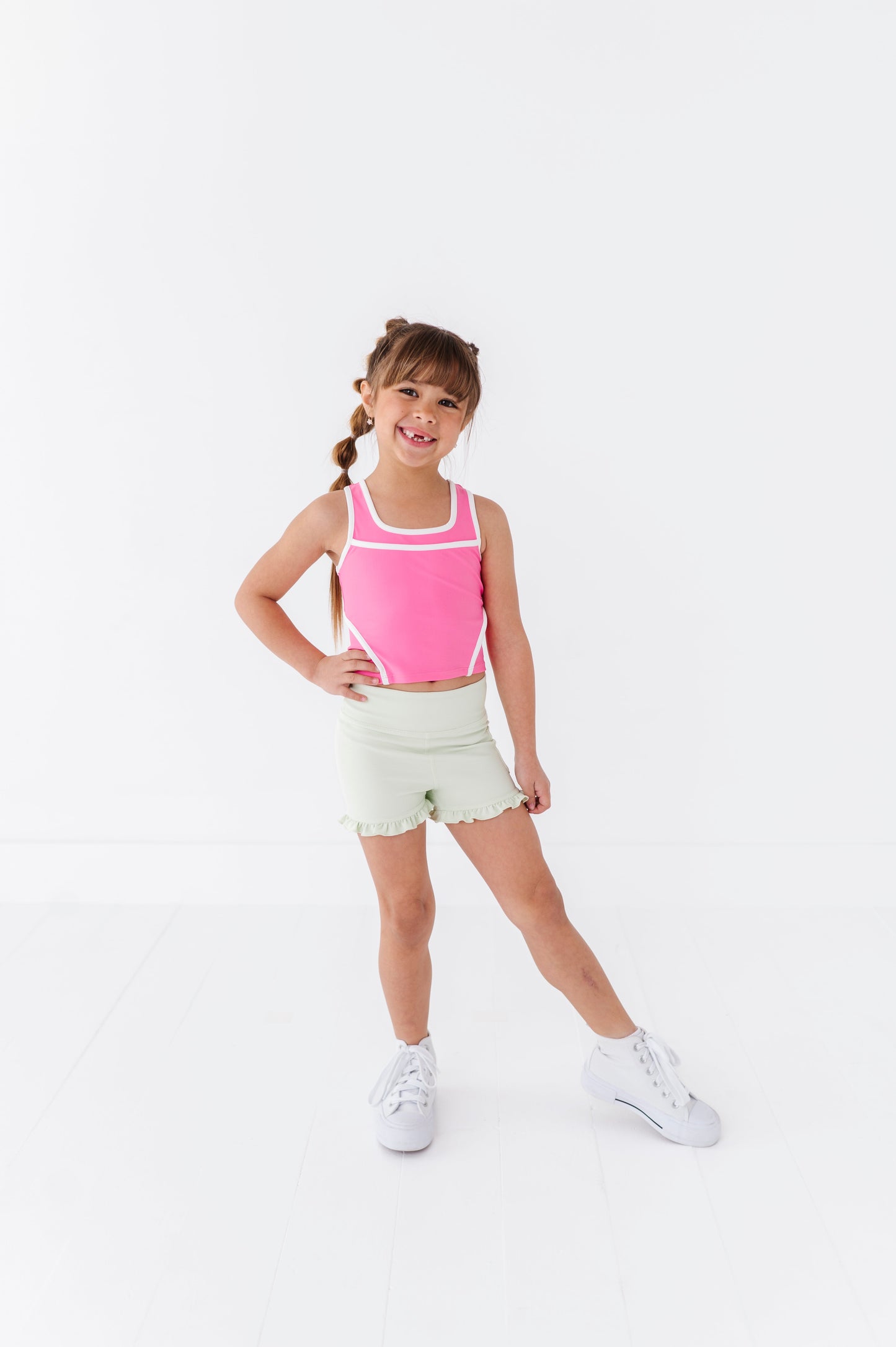 Hint of Mint | Ribbed Ruffle Yoga Shorts