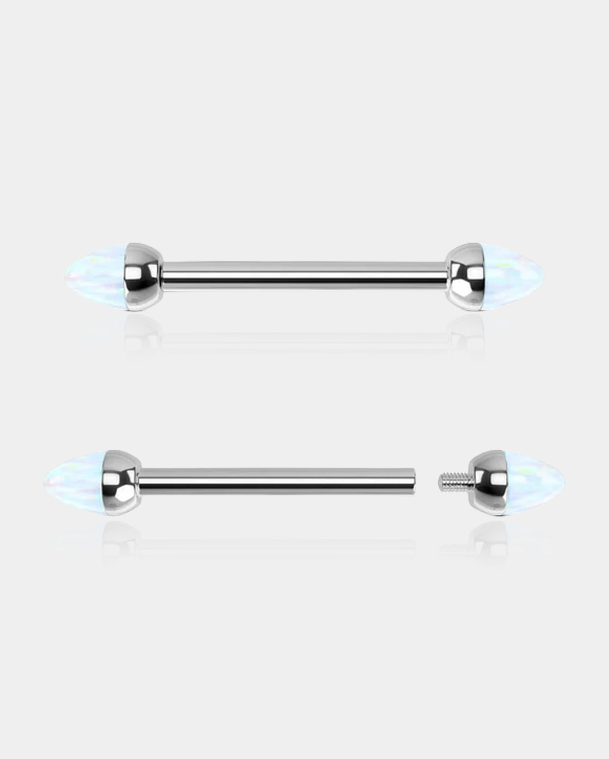 2PCS Opal Internally Threaded Titanium Nipple Barbell
