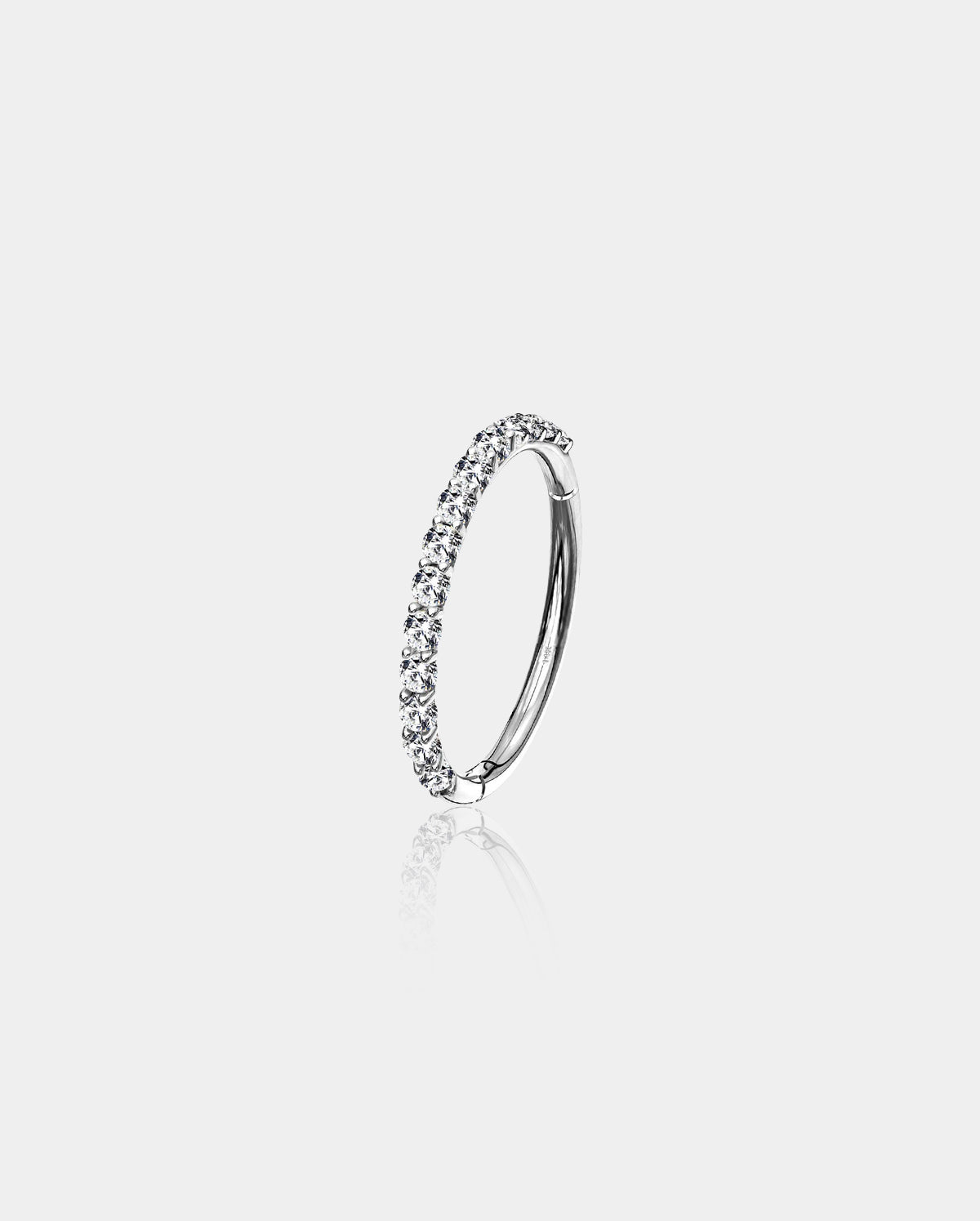 14K White Gold CZ Segment Cartilage Earrings