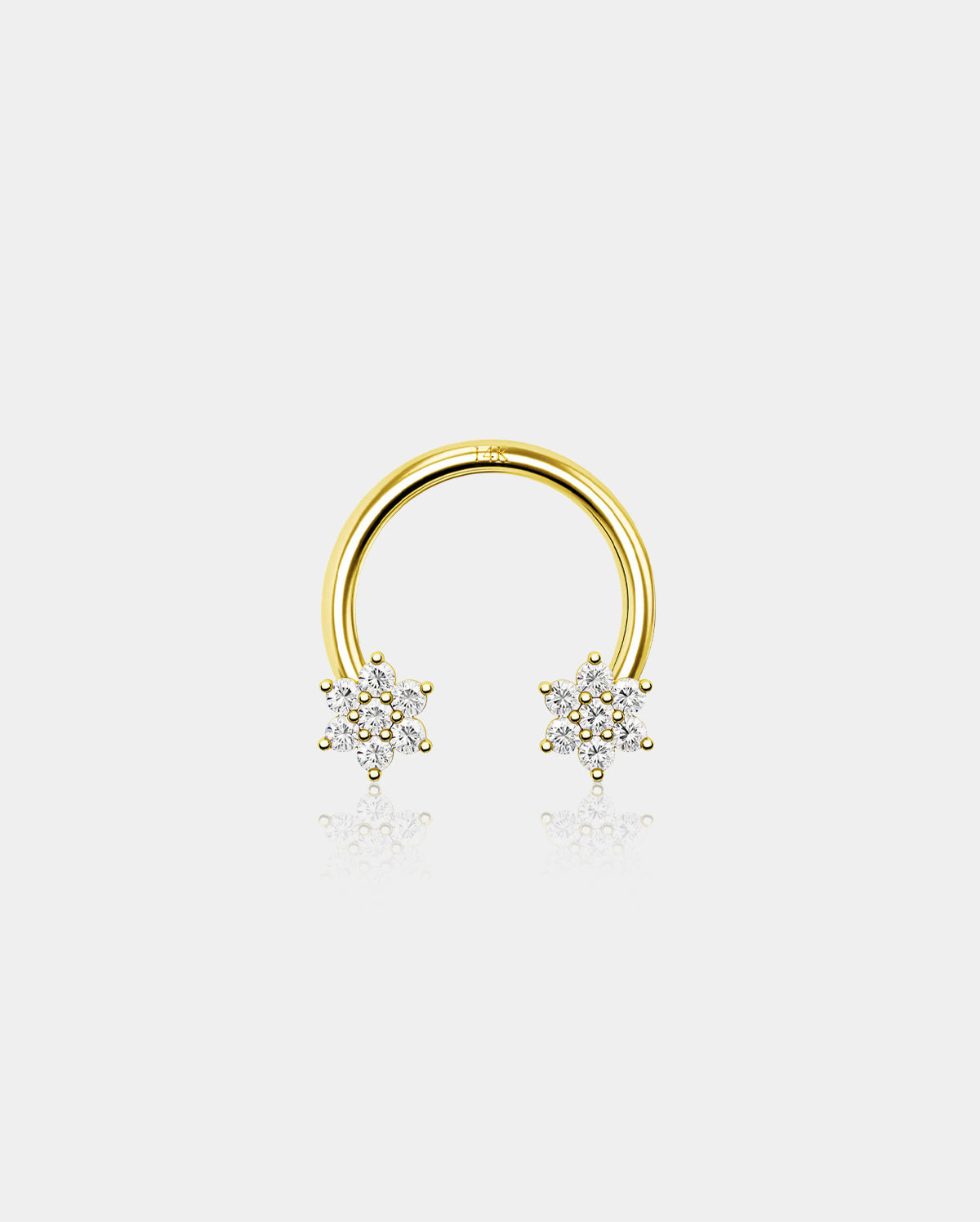 14K Gold Flower Horseshoe Septum Ring