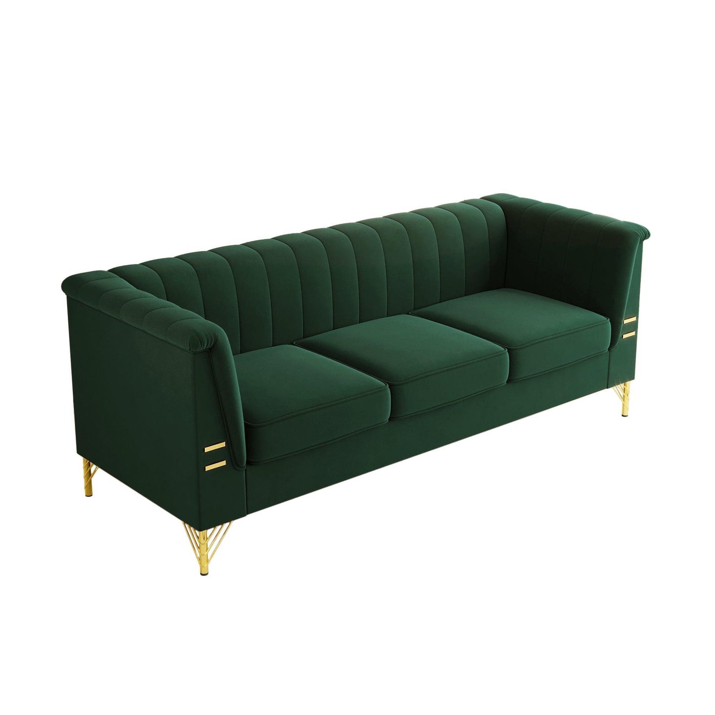 82.67" Modern Chenille Upholstered Couch with Bolster Armrest 3-Seat Sofa for Living Room