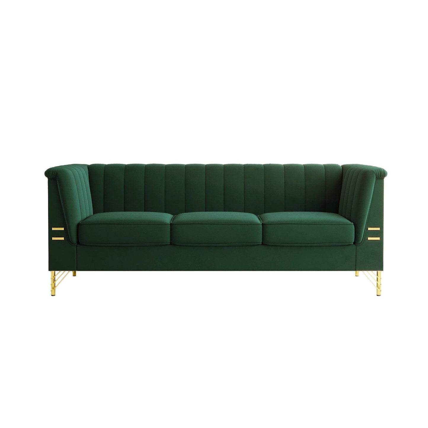 82.67" Modern Chenille Upholstered Couch with Bolster Armrest 3-Seat Sofa for Living Room