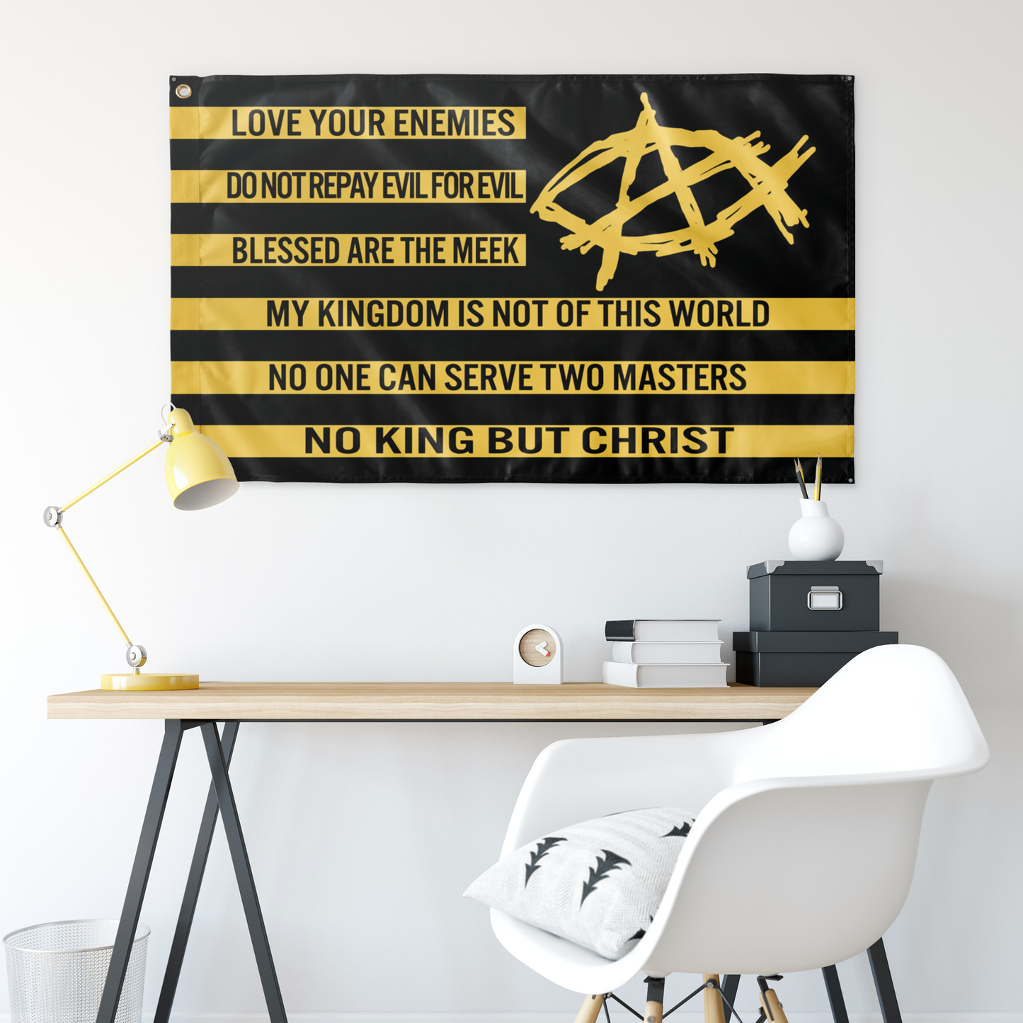 AnarchoChristian - No King But Christ Single-Sided Flag