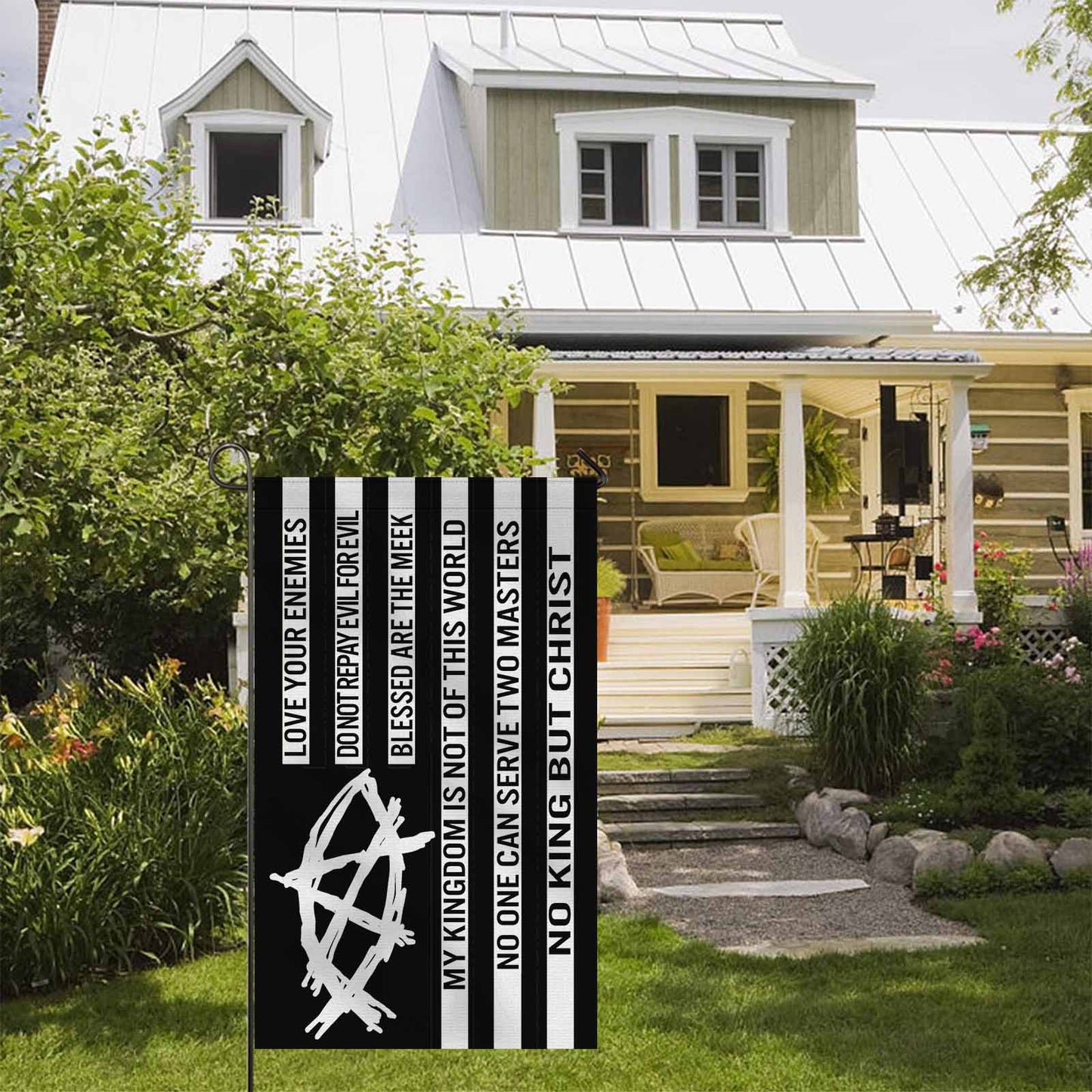 AnarchoChristian - No King But Christ Double-Sided Flag