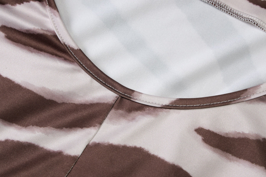 Sexy slight stretch zebra printing halter-neck maxi dress