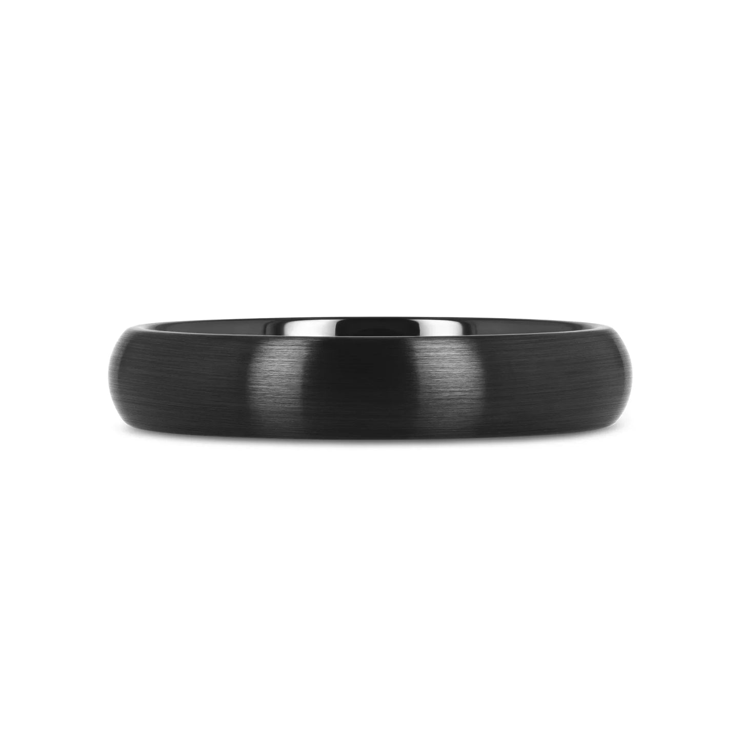 ATTOR Domed Brush Finished Black Ceramic Wedding Band - 2mm