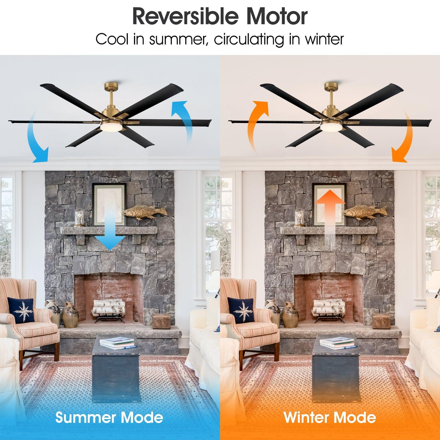 72" Bankston Modern DC Motor Downrod Mount Reversible Ceiling Fan with Lighting and Remote Control
