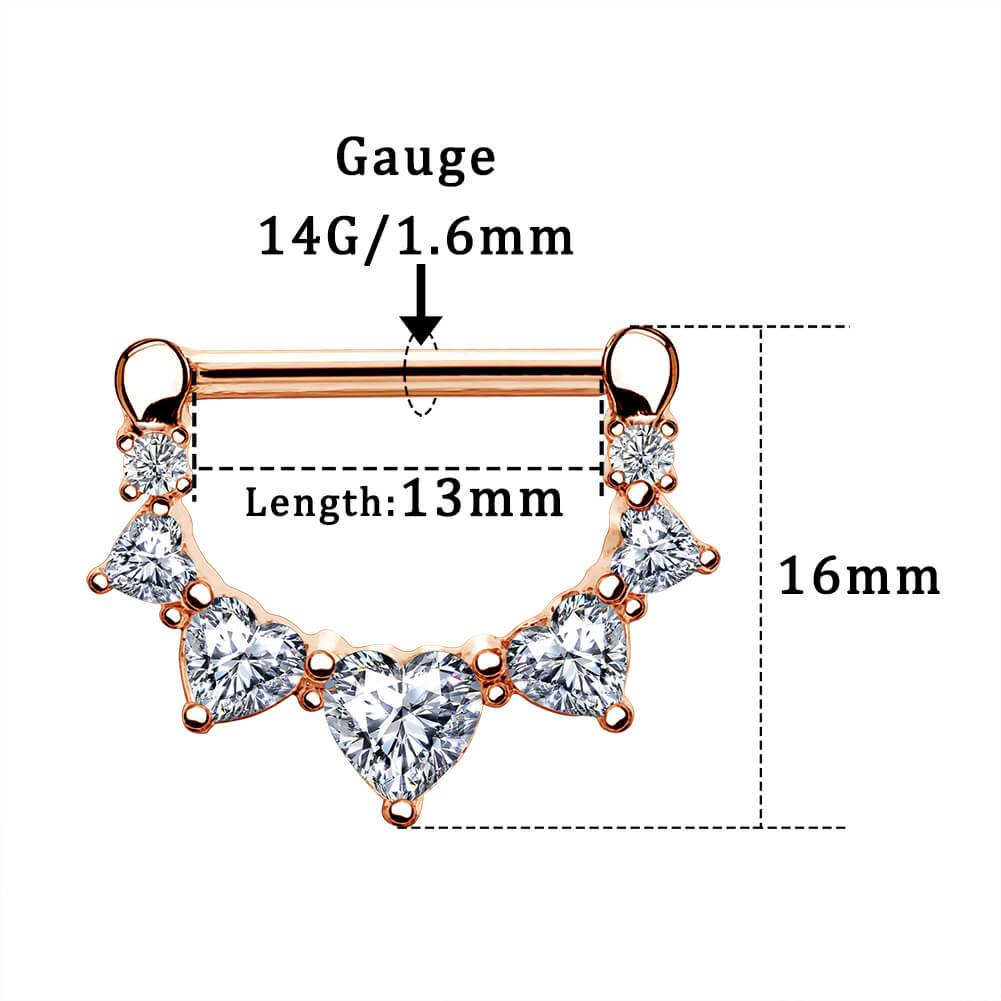 2pcs Heart CZ Nipple Clicker Pair