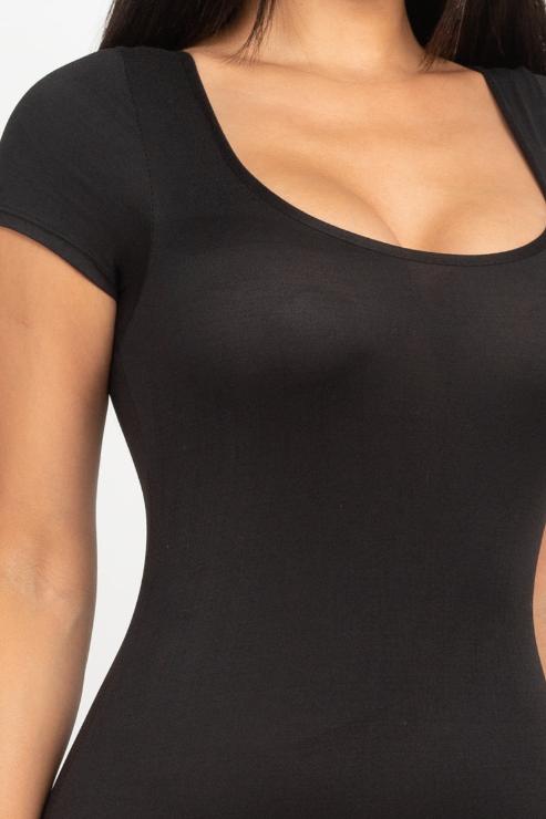 Short Sleeve Scoop Neck Bodycon Romper (CAPELLA)