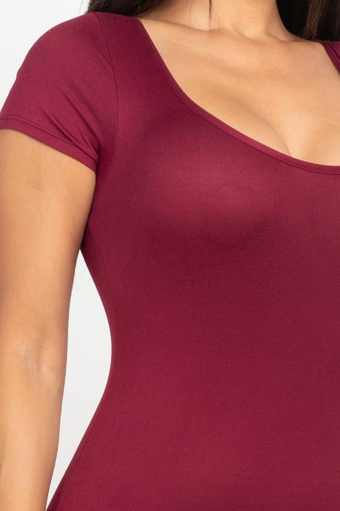 Short Sleeve Scoop Neck Bodycon Romper (CAPELLA)